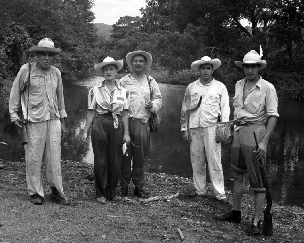 Esperanza Lopez Mateos in hunting group in Southern Mexico