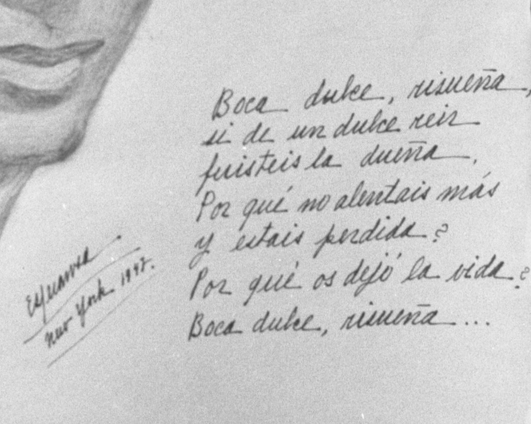 Poem detail by Esperanza on possible museum souvenir Jan 1947