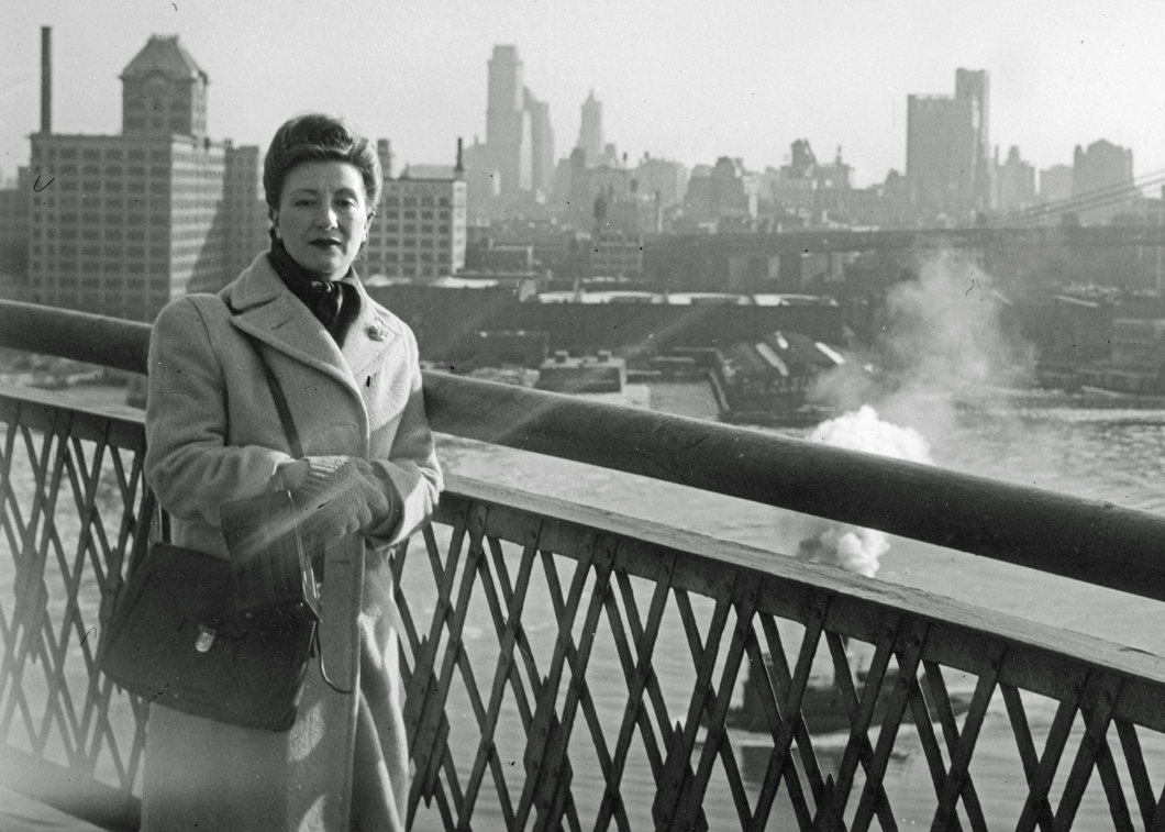 Esperanza Lopez Mateos on the Manhattan Bridge Jan 1947