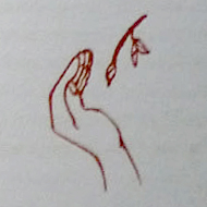small illustration of a hand catching a falling branch