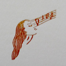 illustration of a woman's face with musical note scale rising out of forehead