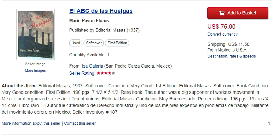 Abebooks advertisement for El ABC de las Huelgas
